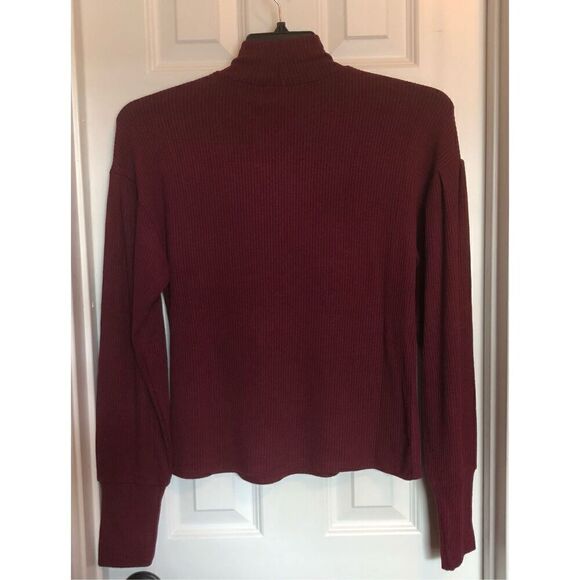 SANCTUARY - 🎉HP🎉NWT - L Sz S “Cozy Nights” Mock Neck Ribbed Top in Dark Cherry - Picture 14 of 14